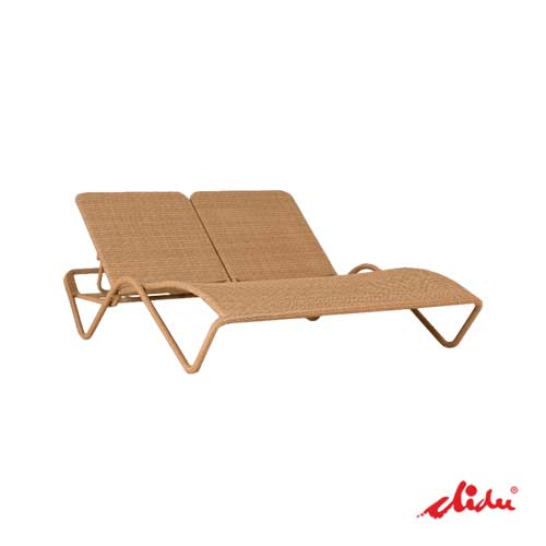 double seat sunbed stacking arm wicker rattan sun lounger